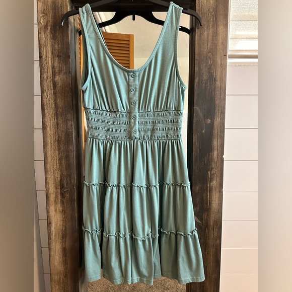 Dokotoo Dresses & Skirts - Dokotoo Sage Green Smocked Tiered Mini Dress Size M